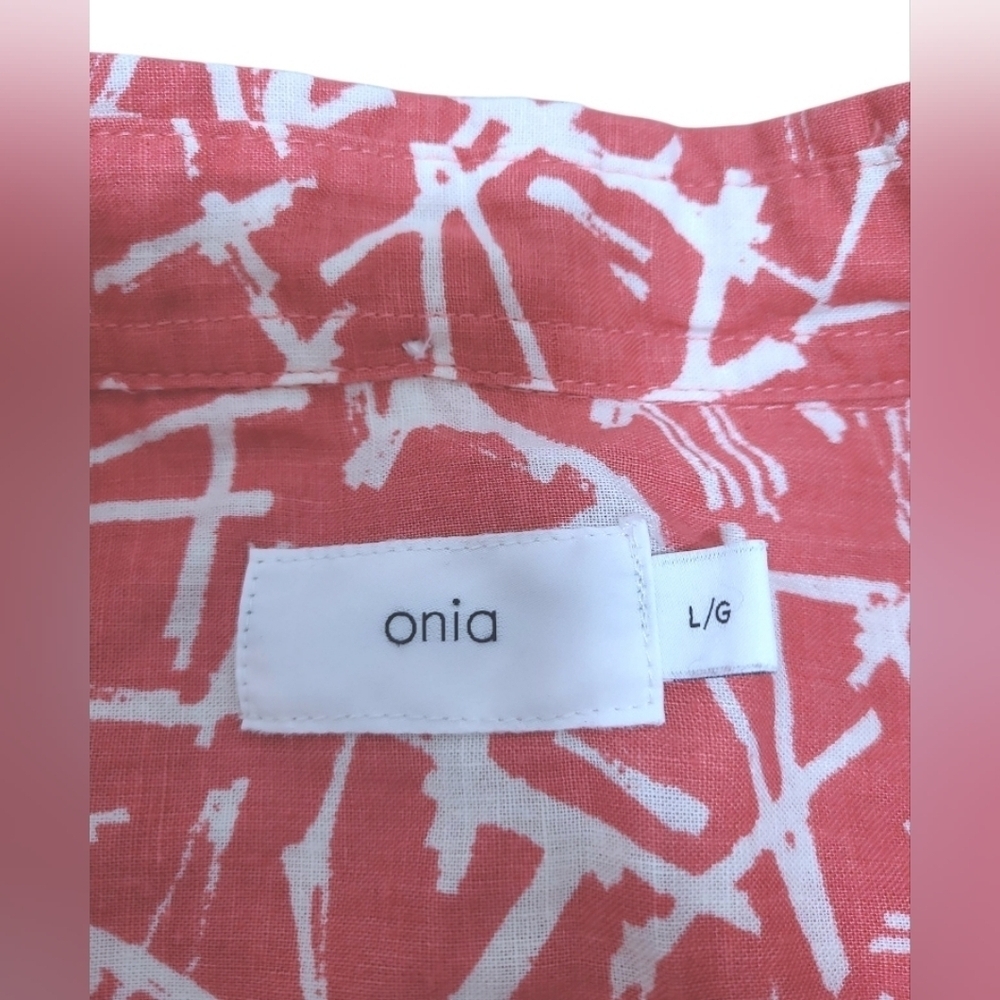 Onia Linen/Cotton Blend Short Sleeve Vacation Camp Shirt Size Large - Picture 2 of 11